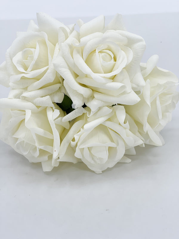 5 Stem Real Touch Roses | Extremely Realistic Luxury Quality Artificial Flower | Wedding/Home Decoration | Gifts | Decor Floral White R-008