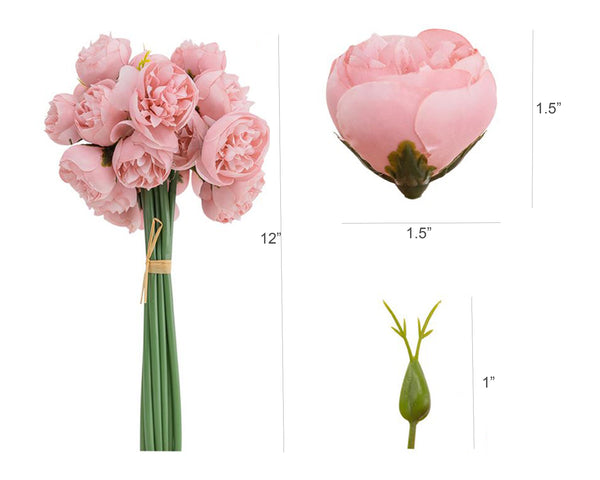 Small Head Peonies | Floral Bouquet Artificial Flower | Wedding/Home Decoration Gifts | Décor | Floral, Realistic Flowers Multi Color Pink