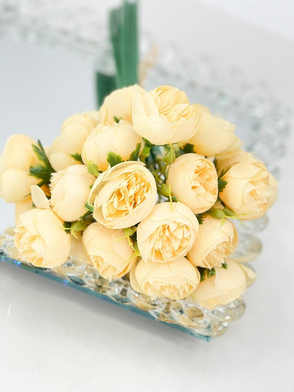 Small Heads Peonies, Floral Bouquet Artificial Flower Wedding/Home Decoration | Gifts | Décor | Floral, Realistic Flowers Multi Color Yellow