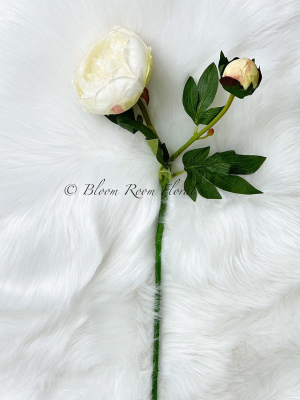 Real Touch Peony 1 Stem | Extremely Realistic Luxury Quality Artificial Kitchen/Wedding/Home Decoration | Gifts French Floral Flowers White