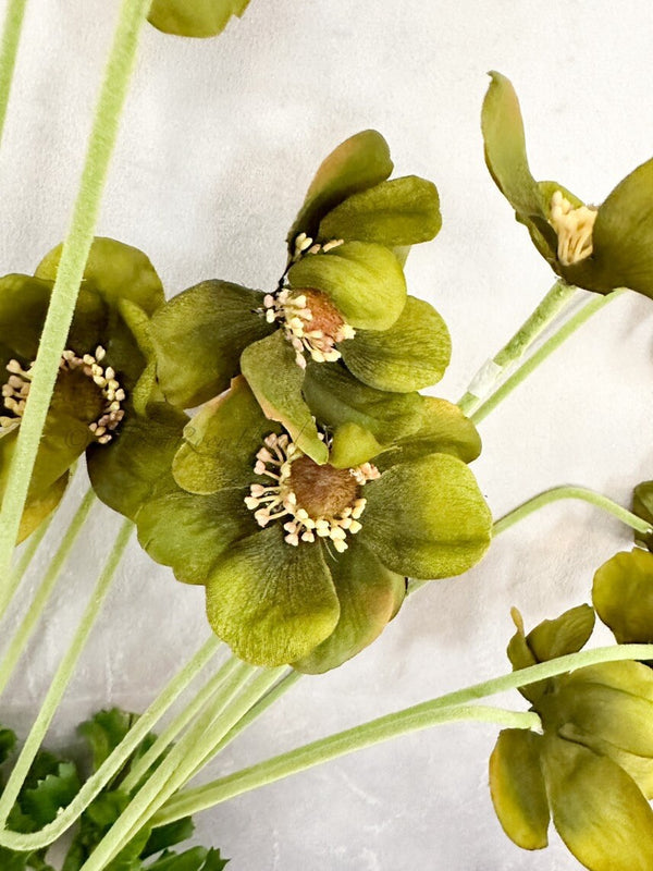 1 Wild Green Anemone Stem, Artificial Flower High-Quality Artificial Floral Craft Kitchen Wedding Home Decoration Gifts Decor Floral Silk