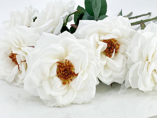 White Orlane Real Touch Rose | 25&quot; Tall Latex Luxury Quality Artificial Flower Wedding/Home Decoration Gifts Decor Floral  Color Faux R-044