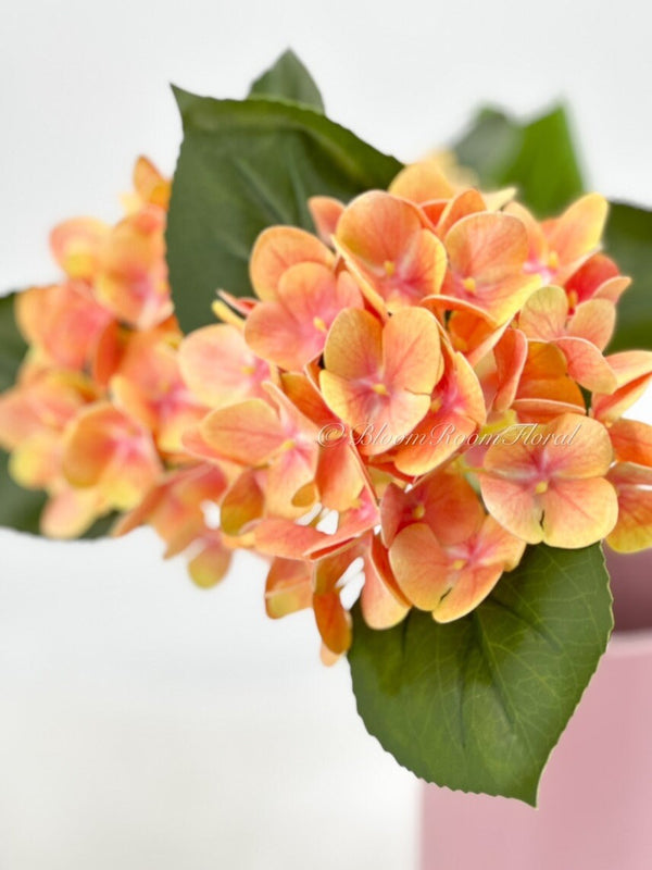Orange Real Touch Hydrangea | Extremely Realistic Luxury Quality Artificial Flower | Wedding/Home Decoration | Gifts | Decor Floral H-023