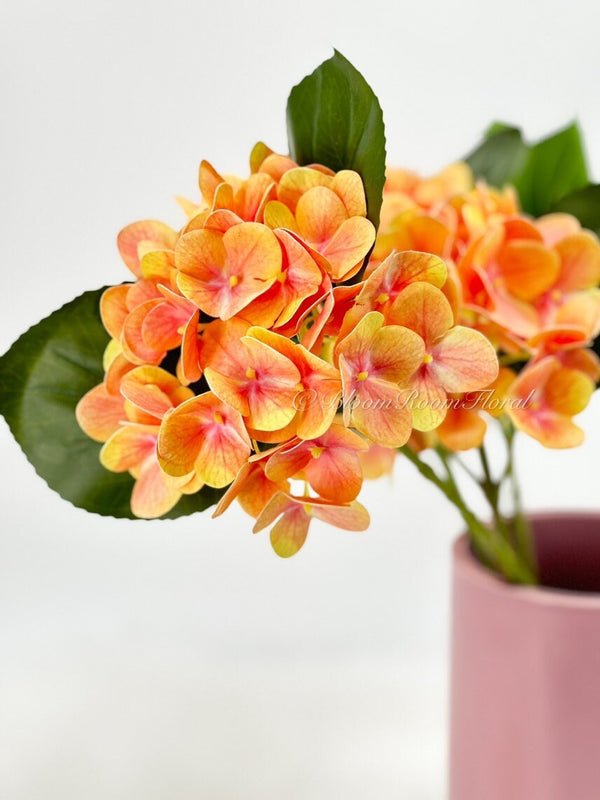 Orange Real Touch Hydrangea | Extremely Realistic Luxury Quality Artificial Flower | Wedding/Home Decoration | Gifts | Decor Floral H-023