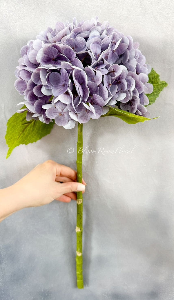 1 Purple Real Touch Large Hydrangea | Extremely Realistic Luxury Quality Artificial Flower Wedding/Home Decoration Gifts Decor Floral H-006