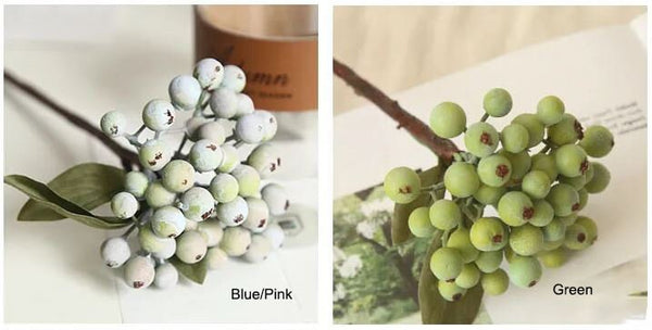 1 Berry Blue Stem, Artificial Fruit, Extremely Realistic Luxury Quality Artificial Kitchen/Wedding/Home Decoration Gifts Decor Floral