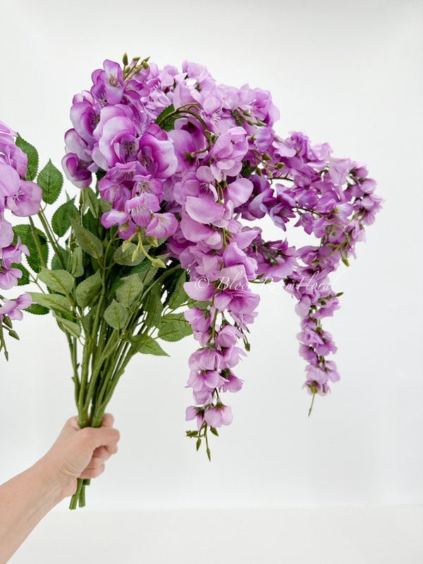 Purple Wisteria Bunch/Wedding/Home Decoration | Gifts Decor Floral Silk Flowers, Artificial Spray for Home Office