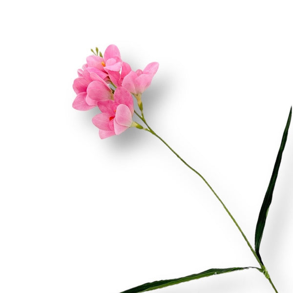 1 Artificial Freesia Real Touch Latex Stem Faux Flowers Floral Centerpiece Wedding Home/Kitchen Hotel Party Decoration DIY Pink