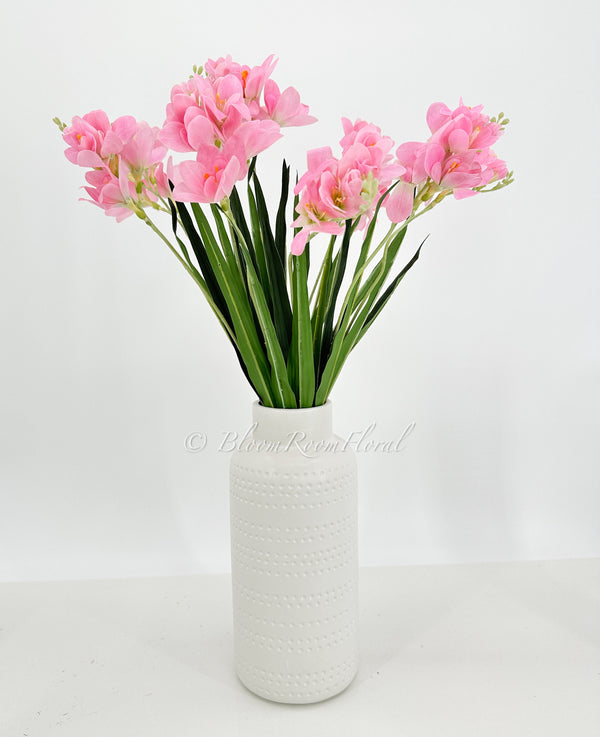 1 Artificial Freesia Real Touch Latex Stem Faux Flowers Floral Centerpiece Wedding Home/Kitchen Hotel Party Decoration DIY Pink