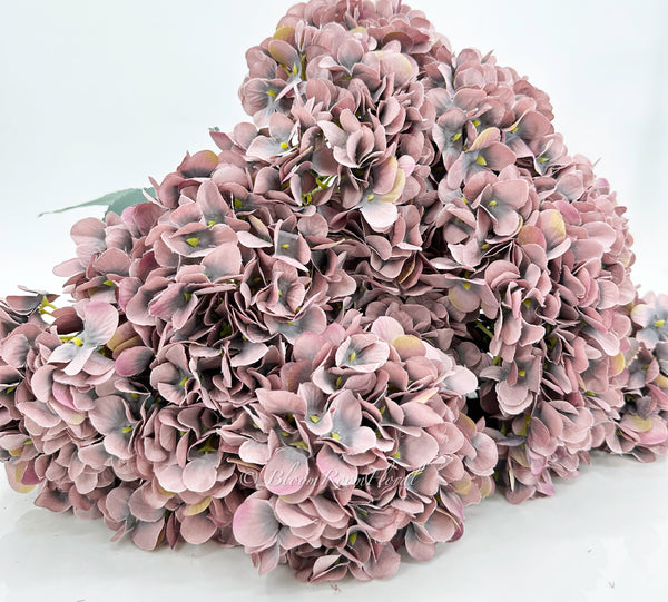 5 stem Coco Large Head Silk Hydrangea Bunch Realistic Luxury Quality Artificial Flower | Wedding/Home Decoration Gifts | Floral Faux H-032