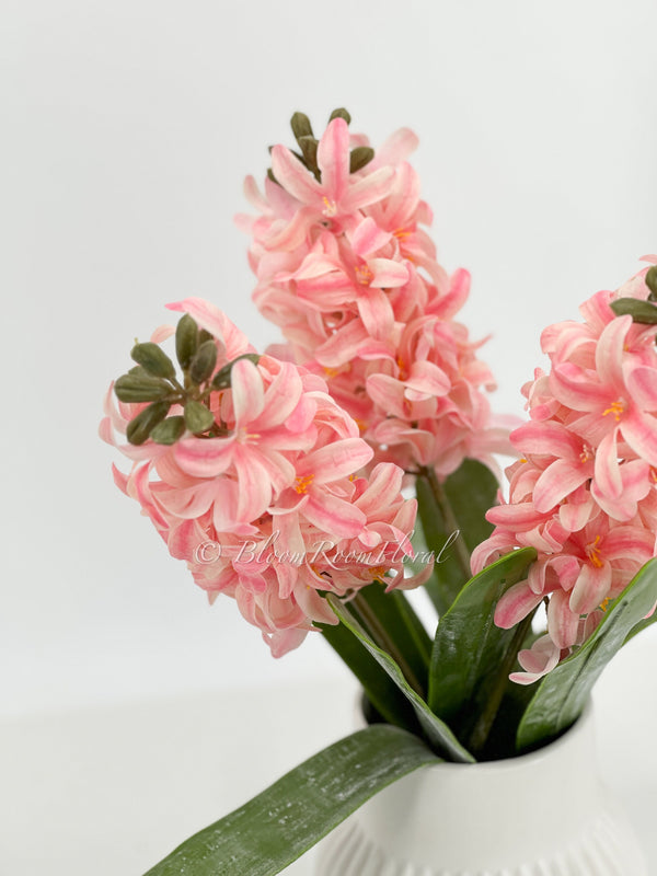 1 Artificial Hyacinth Real Touch Latex Stem Faux Flowers Floral Centerpiece Accessory For Wedding HomeKitchen Hotel Party Decoration LTPink