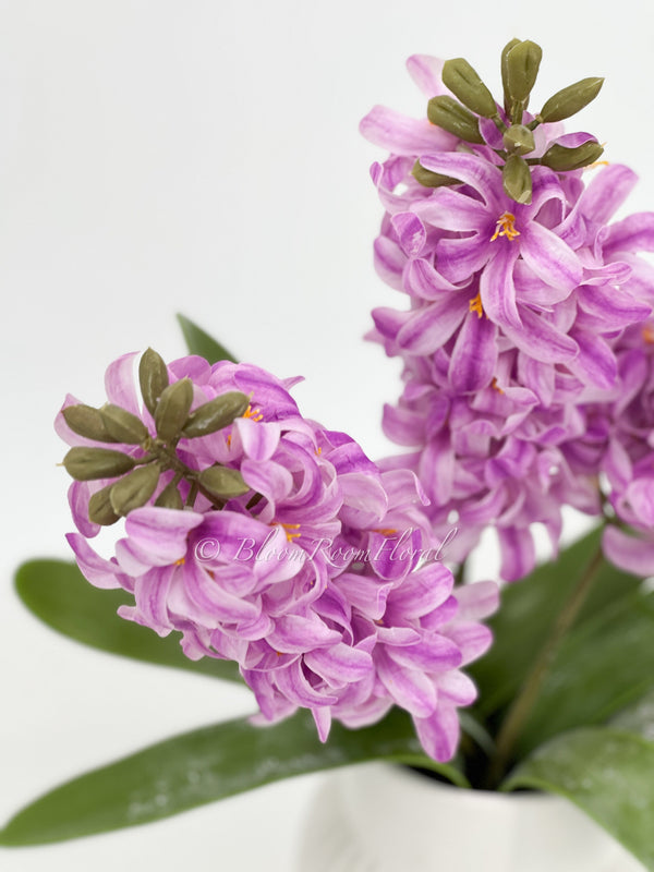 1 Artificial Hyacinth Real Touch Latex Stem Faux Flower Floral Centerpiece Accessories Wedding HomeKitchen Hotel Party Decoration DIY Purple