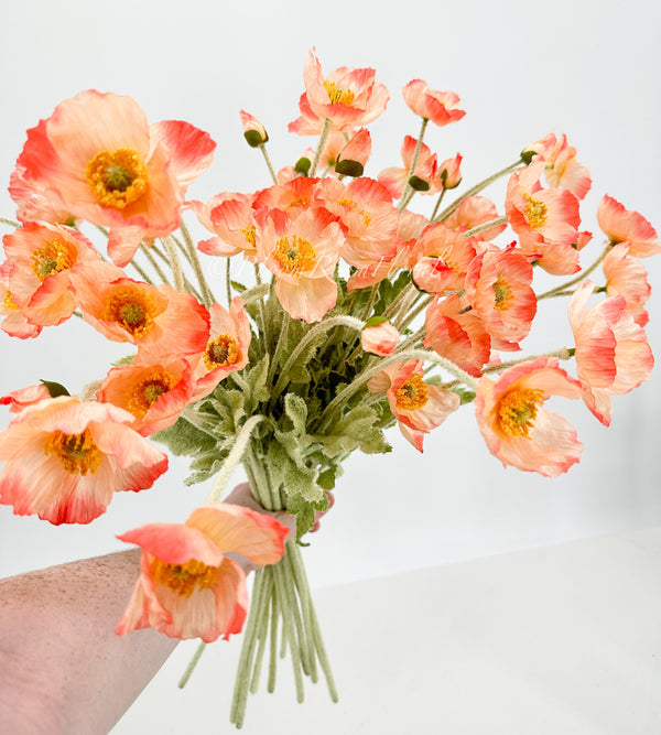 Ombre Pink Poppy Stem | 23&quot; Tall Luxury Quality Artificial Flower | Wedding/Home Decoration | Gifts Decor | Floral Faux Floral