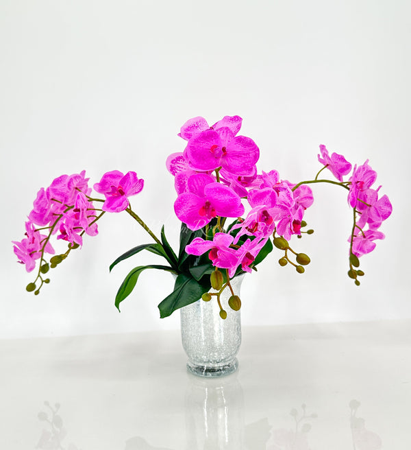 18” Light Pink Orchid Stem Artificial Flowers, Faux Fake Floral Branches, Real Touch Orchid Realistic Home Wedding Kitchen Decor Spring