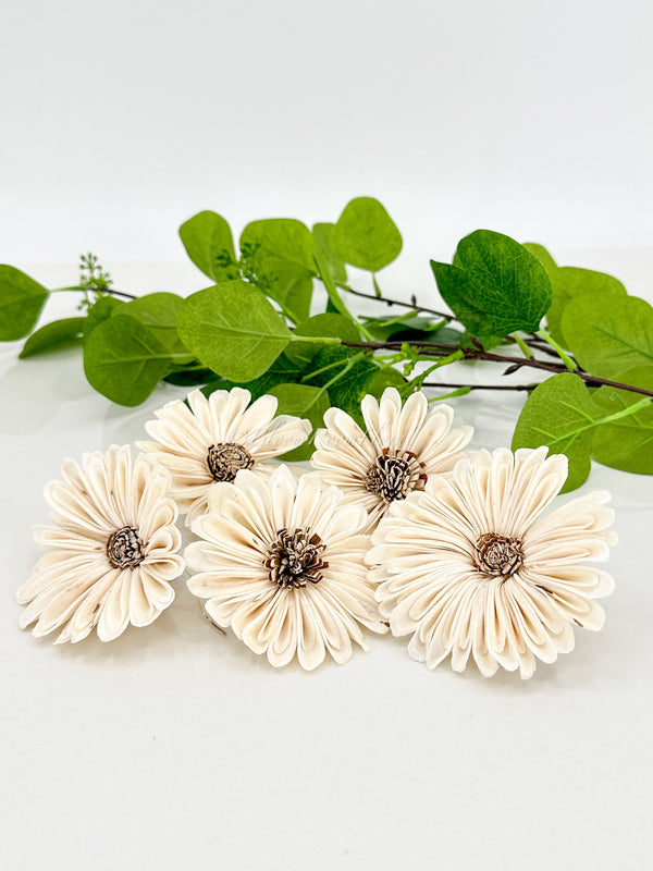 Wooden Sunflower Flowers - Set of 5 | Natural Wood Flowers | Wood Organic Flowers | Wood Flowers | Craft Flowers | Wedding Decor Faux Flower