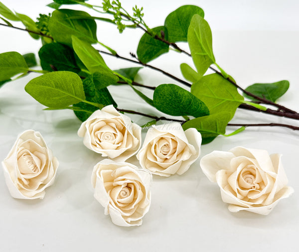 Wooden Small Rose Flowers - Set of 5 | Natural Wood Flowers | Organic Flowers | Wood Flowers | Craft Flowers | Wedding Decor | Faux Flower