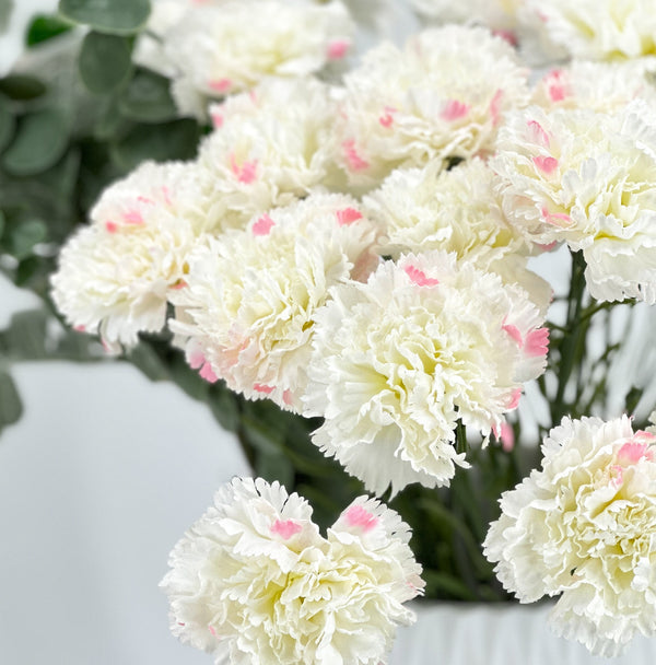 19&quot; White/Pink Carnation Silk Flower Stem Faux Flower Floral Centerpiece Accessories Wedding Home Kitchen Hotel Party Decoration DIY