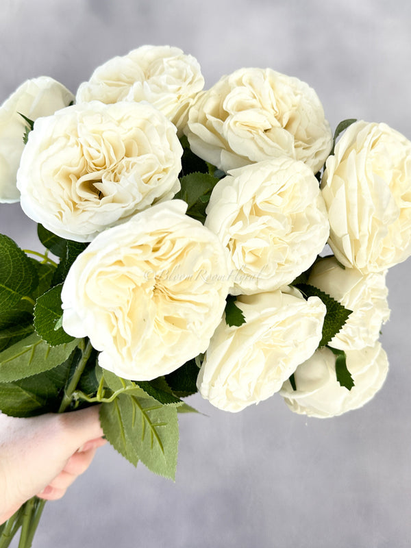 Real Touch White English Rose | 23&quot; Tall Luxury Quality Artificial Flower | Wedding/Home Decoration | Gifts Decor | Floral Faux Floral R-039