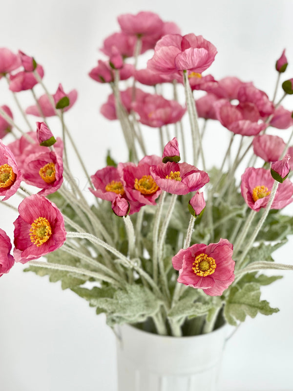 Cerise Poppy Stem | 23&quot; Tall High Quality Artificial Flower | Wedding/Home Decoration | Gifts Decor | Floral Faux Floral, Poppy Stem