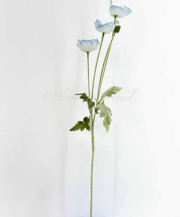 Periwinkle Poppy Stem | 23&quot; Tall High Quality Artificial Flower | Wedding/Home Decoration | Gifts Decor | Floral Faux Floral, Poppy Stem