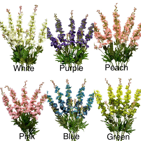 31" Green Delphinium/Wedding/Home Decoration | Gifts Decor Floral Silk Flower, Artificial Spray for Home Office, Long Realistic Stem