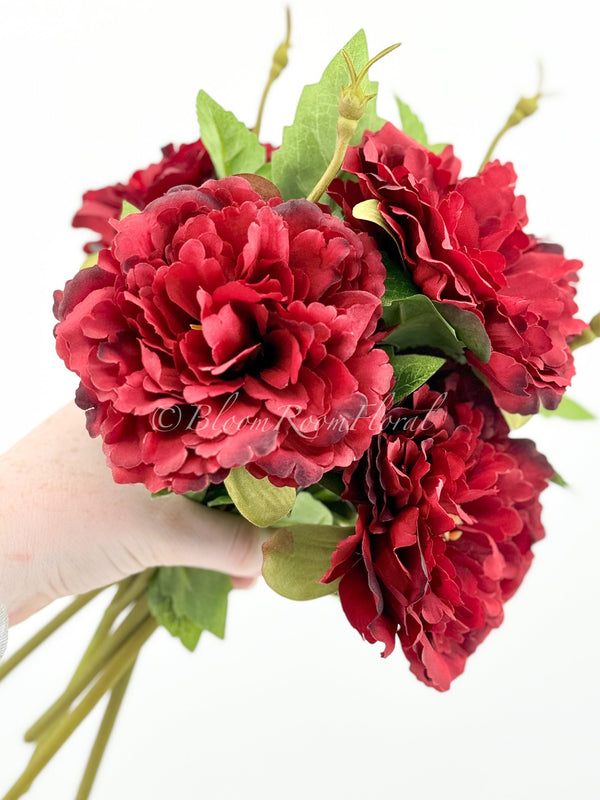 Red Chinese Peony Silk Floral Artificial Flower | Wedding/Home Decoration Gifts | Décor | Floral, Spring Flowers, Wedding Flowers P-003