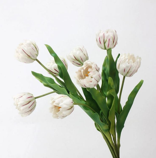 24&quot; White/Pink Parrot Tulip | Realistic Luxury Quality Artificial Flower | Wedding/Home Decoration | Decor | Floral Tulip Gift Silk Bouquet