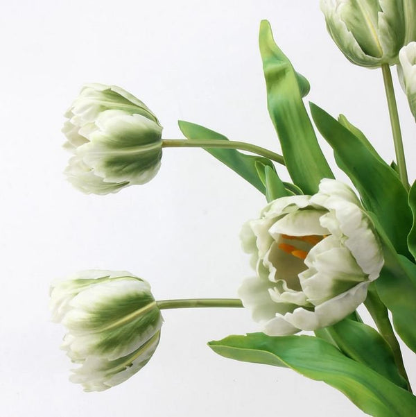 24&quot; White/Green Parrot Tulip | Realistic Luxury Quality Artificial Flower | Wedding/Home Decoration | Decor | Floral Tulip bouquet, Gift