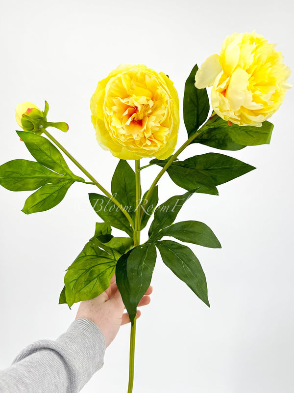 Yellow Moutan Silk Peony Stem Realistic High-Quality Artificial Kitchen/Wedding/Home Decoration Gift French Floral Flower Bouquet P-011