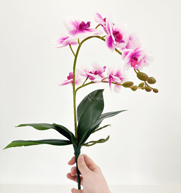 18” Pink Ombre Orchid Stem Artificial Flowers, Faux Fake Floral Branches, Real Touch Orchid Realistic Home Wedding Kitchen Decor Spring