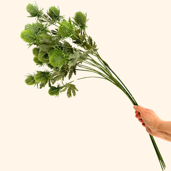 26&quot; Faux Green Thistle Stem, Artificial Flower High-Quality Artificial Floral Craft Kitchen Wedding Home Decoration Gifts Decor Floral G-003