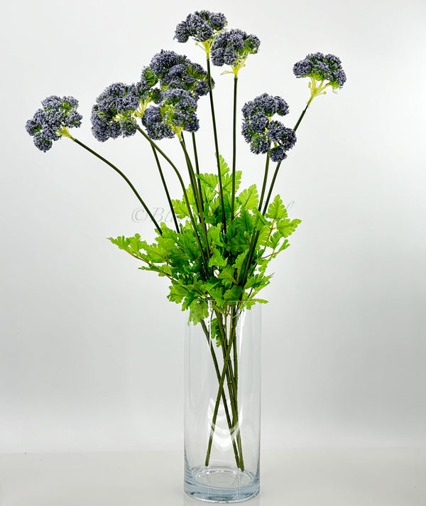 26&quot; Queen Anne&#39;s Lace Stem Artificial Realistic Faux Kitchen Wedding Flower Home Decoration Gift Decor Floral Bouquet Purple G-007