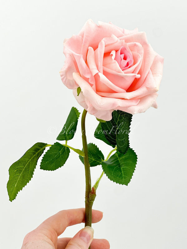 Strawberry Pink Real Touch Rose Stem 17&quot; Tall Latex Luxury Artificial Flower Wedding/Home Decoration | Gift Decor | Floral Color Faux R-019