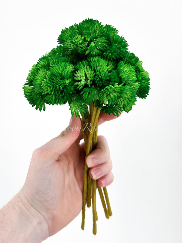 Faux Succulent, Real Touch, ONE Artificial Sedum Succulent Pick in Succulent, Faux Artificial Flowers, Wedding/Home/Decor Gift Green S-003