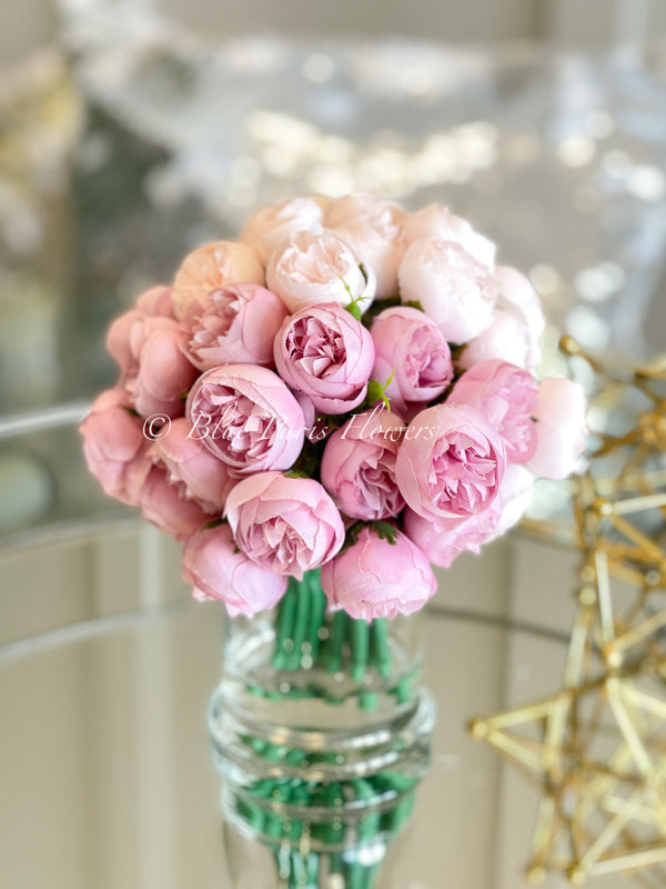 Small Head Peonies | Floral Bouquet Artificial Flower | Wedding/Home Decoration | Gifts | Décor | Floral, Realistic Flowers Pink P-057