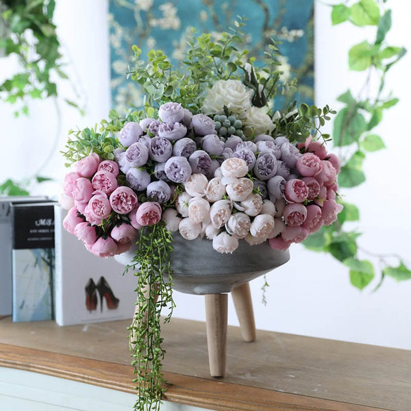 Small Head Peonies | Floral Bouquet Artificial Flower | Wedding/Home Decoration | Gifts | Décor | Floral, Realistic Flowers Pink P-057