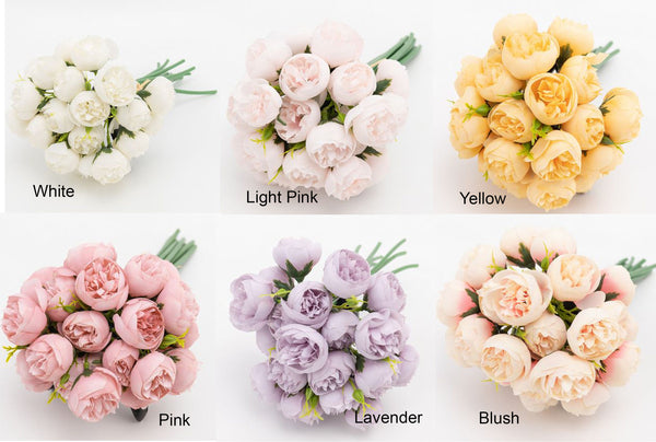 Small Head Peonies | Floral Bouquet Artificial Flower | Wedding/Home Decoration Gifts | Décor | Floral, Realistic Flowers Multi Color Pink