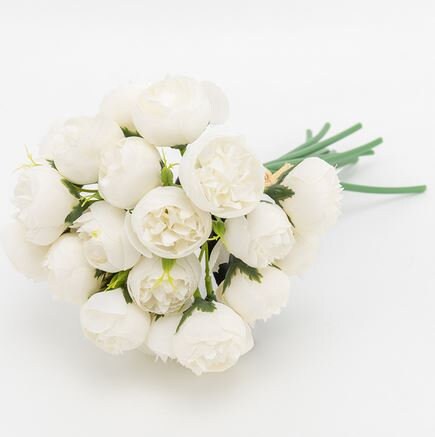 Small Head Peonies | Floral Bouquet Artificial Flower | Wedding/Home Decoration | Gifts Décor | Floral, Realistic Flowers Multi Color White