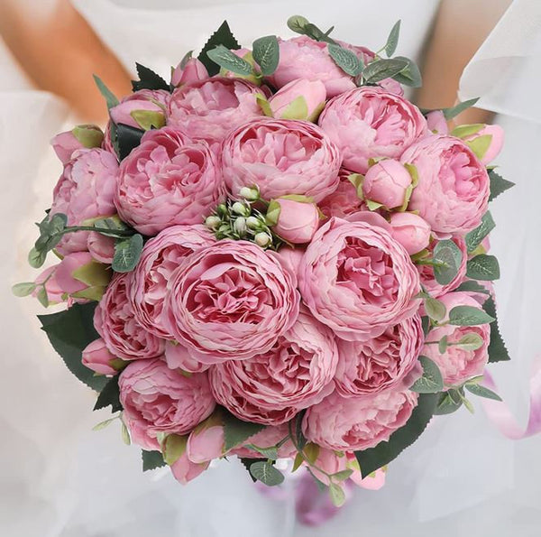 Pink Rose Peony Faux Artificial Centerpiece Wedding/Home Decoration | Gifts | Decor Floral Silk Flowers French Decor, Realistic Peony