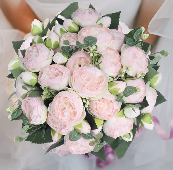 Light Pink Rose Peony Faux Artificial Centerpiece Wedding/Home Decoration | Gifts | Decor Floral Silk Flowers French Decor, Realistic Peony