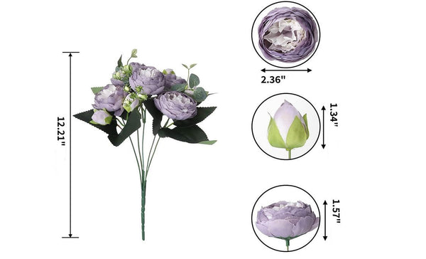 Purple Rose Peony Faux Artificial Centerpiece Wedding/Home Decoration | Gifts | Decor Floral Silk Flowers French Decor, Realistic Peony