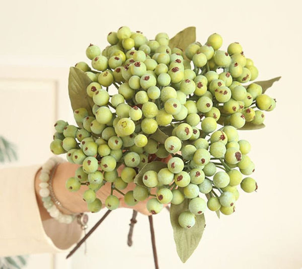 1 Berry Green Stem Artificial Fruit, Extremely Realistic Luxury Quality Artificial Kitchen/Wedding/Home Decoration Gifts Decor Floral