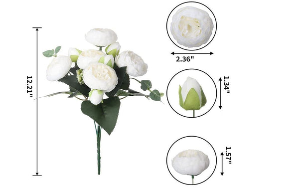 White Rose Peony Faux Artificial Centerpiece Wedding/Home Decoration | Gifts | Decor Floral Silk Flowers French Decor, Realistic Peony