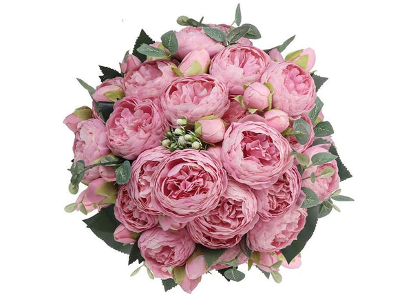 Pink Rose Peony Faux Artificial Centerpiece Wedding/Home Decoration | Gifts | Decor Floral Silk Flowers French Decor, Realistic Peony