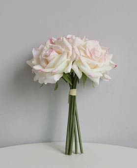 5 Stem Real Touch Roses | Extremely Realistic Luxury Quality Artificial Flower | Wedding/Home Decoration | Gifts Decor | Floral Blush R-002