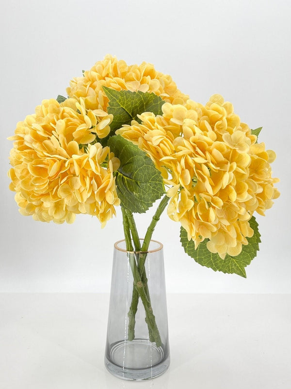 Yellow Real Touch Large Hydrangea | Extremely Realistic Luxury Quality Artificial Flower | Wedding/Home Decoration Gift Decor Floral H-004