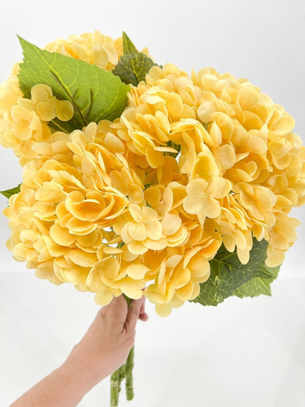 Yellow Real Touch Large Hydrangea | Extremely Realistic Luxury Quality Artificial Flower | Wedding/Home Decoration Gift Decor Floral H-004