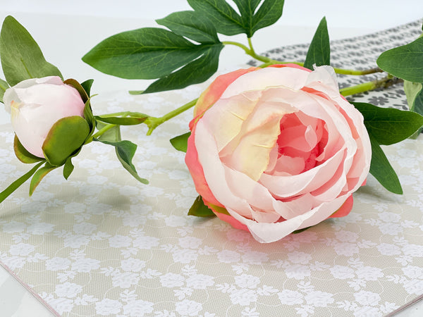 LT Pink Peonies, Silk Floral Stem, Artificial Flower, Wedding, Home Decoration, Gifts | Décor | Floral, Faux Realistic Flowers