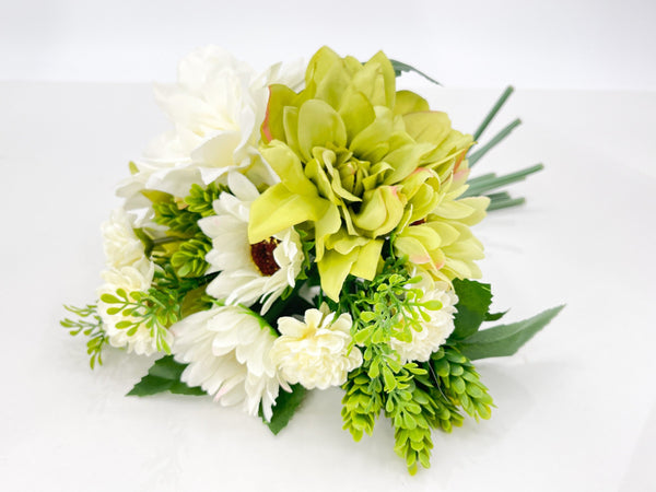 Dahlia, Sunflowers, Daisy Bouquet, Green White Artificial Flower | Wedding/Home Decoration | Gifts | Decor Floral, Centerpiece, Arrangement