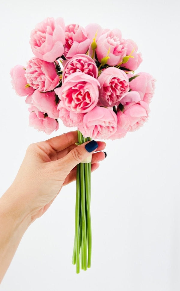 Small Head Peonies | Floral Bouquet Artificial Flower | Wedding/Home Decoration | Gifts | Décor | Floral, Realistic Flowers Pink P-057